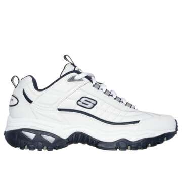 Skechers Men's Energy Afterburn Lace-Up Sneaker, White/Navy, 12 Wide