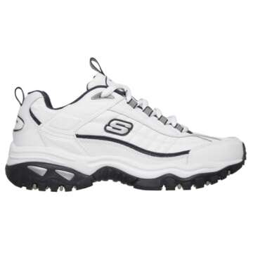 Skechers Men's Energy Afterburn Lace-Up Sneaker, White/Navy, 12 Wide