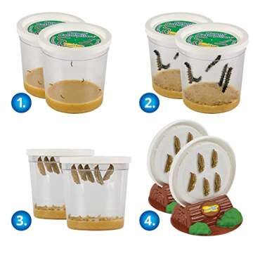 Butterfly Garden: Original Habitat and Two Live Cups of Caterpillars with Journal – Life Science & STEM Education – Butterfly Science Kit - Plus Butterfly Life Cycle Stages Figurines