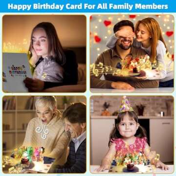 3D Birthday Cards with LED Candle & Music