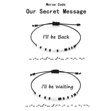 Tarsus Long Distance Relationship Bracelets Gifts for Friend Couple Valentine's Day Morse Code Jewelry for Girlfriend Boyfriend His Her Miss You Bracelet