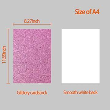 Simetufy Glitter Cardstock, 40 Sheets in 20 Colors, Premium Cardstock for Cricut, Crafts and DIY Projects, Sparkly Paper for Card Making, 250 GSM