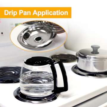 Drip Pans Electric Stove Drip Pans, Chrome Stove Drip Pans Replacement Compatible for Most Plug-in Electric Ranges Whirlpool Frigidaire Kenmore include 2 * 6in and 2 * 8in