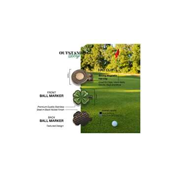 MULLIGAN HOOLIGAN Golf Ball Marker + Magnetic Hat Clip, Funny and Unique Golf Gift, Premium Quality, The Perfect for Your Favorite Golfer, Golf Accessories for Any Occasions (Four-Leaf Clover)