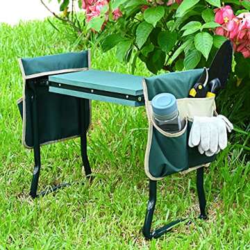 KVR Upgraded Garden Kneeler and Seat with Thicken & Widen Soft Kneeling Pad,Heavy Duty Foldable Gardener Stool with 2 Tool Pouches,Gardening Gifts for Women Mom Men Seniors¡­…