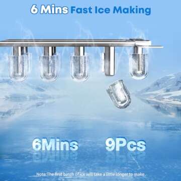 JINJUNYE Ice Maker Countertop 35lbs/Day, 9 Ice Cubes in 6 Mins, Self-Cleaning Portable Ice Makers 2 Size Bullet Cube, Ice Machine Maker with Basket Scoop, for Home, Kitchen, Camping, White