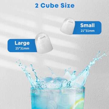 JINJUNYE Ice Maker Countertop 35lbs/Day, 9 Ice Cubes in 6 Mins, Self-Cleaning Portable Ice Makers 2 Size Bullet Cube, Ice Machine Maker with Basket Scoop, for Home, Kitchen, Camping, White