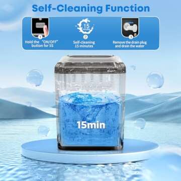 JINJUNYE Ice Maker Countertop 35lbs/Day, 9 Ice Cubes in 6 Mins, Self-Cleaning Portable Ice Makers 2 Size Bullet Cube, Ice Machine Maker with Basket Scoop, for Home, Kitchen, Camping, White