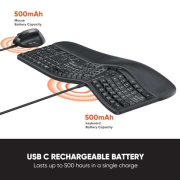 Wireless Ergonomic Keyboard and Mouse Set