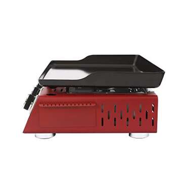 Royal Gourmet PD1301R Portable 24-Inch 3-Burner Table Top Gas Grill Griddle with Cover, 25,500 BTUs, Outdoor Cooking Camping or Tailgating, Red