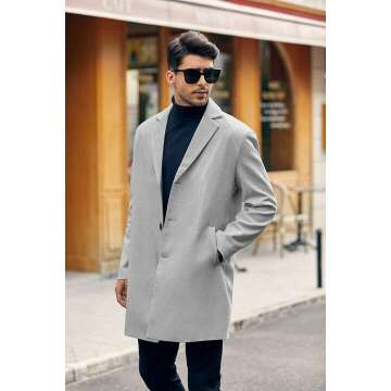 PASLTER Men's Trench Coat