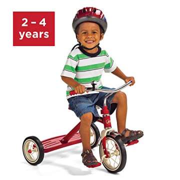 Radio Flyer Classic 10 Inch Toddler Tricycle with Rubber Tires and Steel Frame, Red