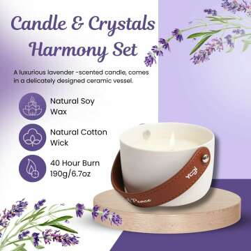 Lavender Candle & Crystals Aromatherapy Harmony Set