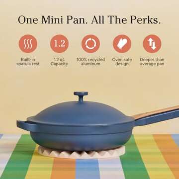 Our Place Always Pan - Mini 8.5 -Inch Nonstick, Toxin-Free Ceramic Cookware | Versatile Frying Pan, Skillet, Saute Pan | Stay-Cool Handle | Oven Safe | Lightweight Aluminum Body | Blue Salt