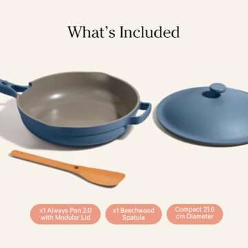 Our Place Always Pan - Mini 8.5 -Inch Nonstick, Toxin-Free Ceramic Cookware | Versatile Frying Pan, Skillet, Saute Pan | Stay-Cool Handle | Oven Safe | Lightweight Aluminum Body | Blue Salt