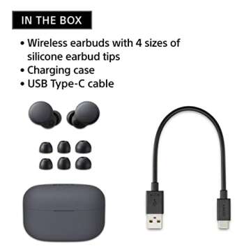 Sony LinkBuds S Truly Wireless Noise Canceling Earbud Headphones with Alexa Built-in, Bluetooth Ear Buds Compatible with iPhone and Android, Black