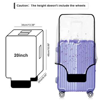 GigabitBest Suitcase Cover - Full Transparent Thicken Luggage Cover Protector with Large Velcro - Waterproof PVC Suitcase and Luggage Cover for 20'' (18.89''H x 13.38''L x 9.44''W) Luggage