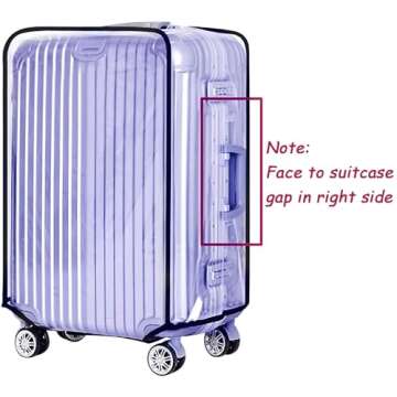 GigabitBest Suitcase Cover - Full Transparent Thicken Luggage Cover Protector with Large Velcro - Waterproof PVC Suitcase and Luggage Cover for 20'' (18.89''H x 13.38''L x 9.44''W) Luggage