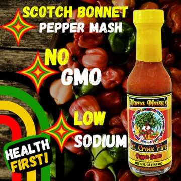 Mama Maisa’s - St. Croix Fire Scotch Bonnet Pepper Sauce, 5 fl oz - All Natural Scotch Bonnet, Caribbean Pepper Mash, Mustard, Curry, Sweet Heat, Low Sodium, No Sugar, Vegan, No Water, non-GMO, Gluten Free, Award Winning, Hot Ones Caribbean 2025