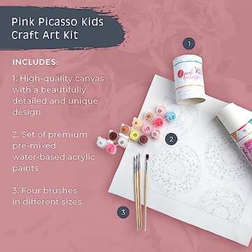 Pink Picasso Kits Paint by Number for Kids | DIY 8x10 Beginner Color by Numbers Canvas Painting Art Kits | Delicious Doughnuts