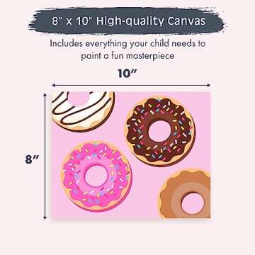 Pink Picasso Kits Paint by Number for Kids | DIY 8x10 Beginner Color by Numbers Canvas Painting Art Kits | Delicious Doughnuts