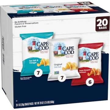 Cape Cod Potato Chips Variety Pack, 1 Oz, (Pack of 20)