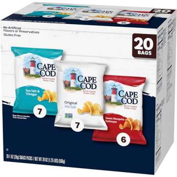 Cape Cod Potato Chips Variety Pack, 1 Oz, (Pack of 20)