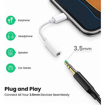 Apple MFi Certified Lightning to 3.5 mm Headphone Jack Adapter for iPhone, 2 Pack iPhone 3.5mm Aux Audio Adapter Converter Cable Dongle Compatible for iPhone 14 13 12 11 Pro Max XS XR X 8 7 6 iPad