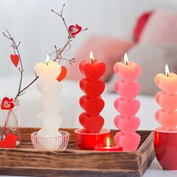 Jutom 4 Pcs Valentine's Day Love Heart Shape Candle Aesthetic Scented Soy Wax Candles Romantic Love Cute Candles Valentines Day Gifts for Her Women Boyfriend Home Wedding Bedroom Room Decor, 4 Colors