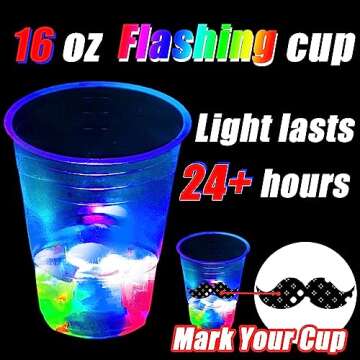 Unbrands 16oz Glowing Party Cups for Indoor Outdoor Party Event Fun,Light Up Cups for Night Event Favor Decorations Supplies - Glow Cups Party Pack with Flashing Color -23Pack, 24 Count (Pack of 1)