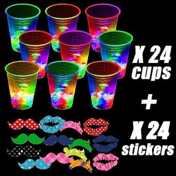 Unbrands 16oz Glowing Party Cups for Indoor Outdoor Party Event Fun,Light Up Cups for Night Event Favor Decorations Supplies - Glow Cups Party Pack with Flashing Color -23Pack, 24 Count (Pack of 1)