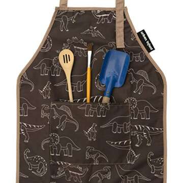 Urban Infant Little Helper Kids Apron - Children's Cooking Art Gardening - Great Gift for Toddler Boys and Girls - Dinosaurs, Small