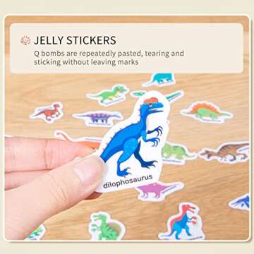 6 Pack Portable Jelly Sticker Quiet Book for Kids, Reusable Sticker Book for Toddlers, Preschool Learning Activities Learning & Education Toys, Animal Insect Dinosaur Ocean Space Traffic Travel Toys