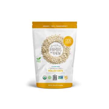 One Degree Organic Foods Sprouted Rolled Oats, USDA Organic, Non-GMO Gluten Free Oatmeal, 24 oz., 4 Pack