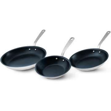 Made In Cookware - Non Stick Frying Pan Set (3 Piece Includes 8",10",12") - Made Without PFOA - Stainless Clad 5 Ply Construction - Professional Cookware Italy (Harbour Blue)