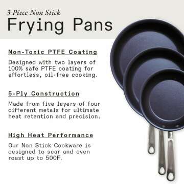 3 Piece Non Stick Frying Pan Set - Made In Cookware