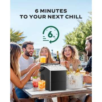 Silonn Countertop Ice Maker - 26 Lbs Daily, Fast 6 Min Ice, Self-Cleaning, Compact for Home, Office, Parties - Black