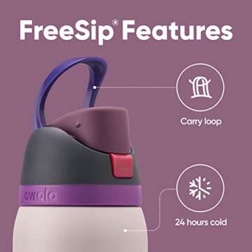 Owala FreeSip Insulated Stainless Steel Water Bottle with Straw for Sports and Travel, BPA-Free, 32oz, Dreamy Field