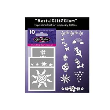 GlitZGlam Fairy Tales, Best of GlitZGlam, Things with Wings, Rock n RollinTemporary Tattoo Stencil Set for Body Art & Glitter Tattoos Hypoallergenic and Dermatologist Tested!