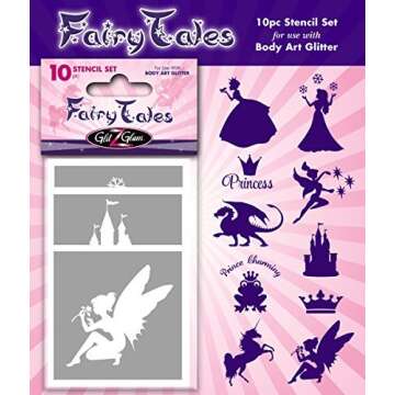 GlitZGlam Fairy Tales, Best of GlitZGlam, Things with Wings, Rock n RollinTemporary Tattoo Stencil Set for Body Art & Glitter Tattoos Hypoallergenic and Dermatologist Tested!