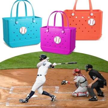 Mity rain Sports Charms for Bogg Bag baseball, Decoration Accessories for Bogg Bag Original All Models, Bag Charms Compatible with Simply Southern Totes, Insert Decorative for Handbag Beach Tote Bag