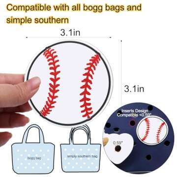 Mity rain Sports Charms for Bogg Bag baseball, Decoration Accessories for Bogg Bag Original All Models, Bag Charms Compatible with Simply Southern Totes, Insert Decorative for Handbag Beach Tote Bag