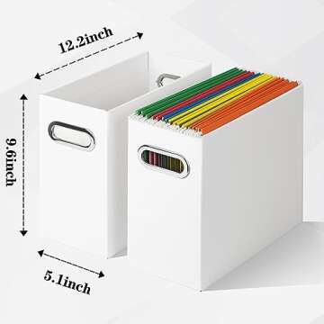 Tunnkit File Organizer, Cardboard File Box for Letter Size Hanging File Folder Storage, Collapsible Hanging File Organizer with Handles for Office/Home/School, White, 6 Packs