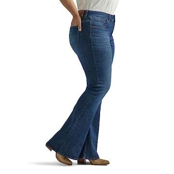 Lee Women's Plus Size Legendary Mid Rise Flare Jean, Inner Strength