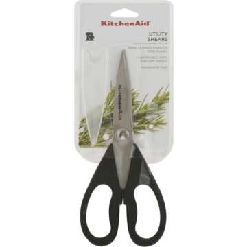 KitchenAid All Purpose Kitchen Shears with Protective Sheath for Everyday use, Dishwasher Safe Stainless Steel Scissors with Comfort Grip, 8.72-Inch, Black