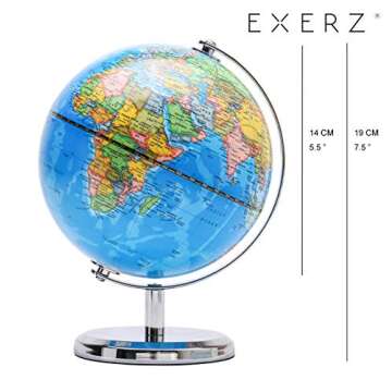 Exerz World Globe Dia 5.5-inch (14cm)- Mini Globe Political Map - Educational/Geographic