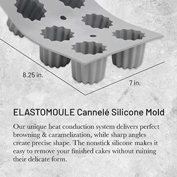 de Buyer ELASTOMOULE Cannele Silicone Mold - Creates 6 French Pastries - Easy to Use & Clean - Dishwasher Safe