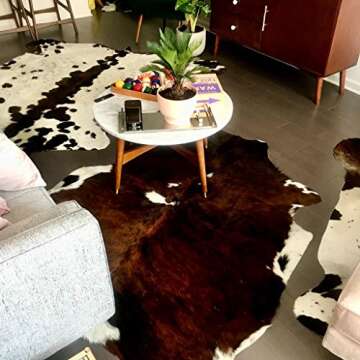 RODEO Amazing Cowhide Skin Rug Tricolor Brown Brown Chocolate Nutella Large Size