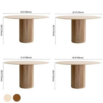 LAKIQ Modern Solid Wood Round Kitchen Dining Table Contemporary Dining Room Table with Pedestal Base Coffee Table Small Space Kitchen Table for Home Kitchen Dinner(Natural,23.6"L x 23.6"W x 29.5"H)