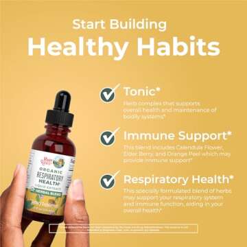 MaryRuth Organics USDA Organic Respiratory Health Liquid Drops with Mullein Leaf | Marshmallow Root & Elderberry | Mullein Drops for Lungs Herbal Blend | Immune Support Supplement | Vegan | 1 Fl Oz